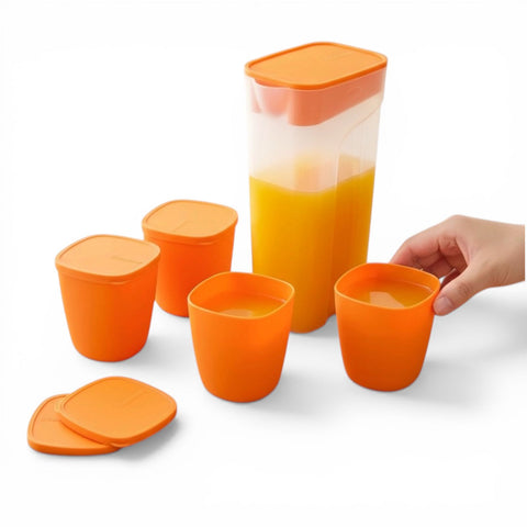 طقم دورق مع 4 أكواب و4 أغطية