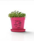Banana Kids’ Eco-Friendly Gardening Kit in pink recycled PP material with "Thank you for helping us grow" text and a flower graphic.