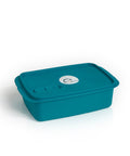 Teal Banana lunch box 1.5L with removable splitter, steam vent, and gift cutlery set. Food-approved PP material.