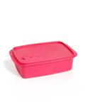 Banana 1.5L pink lunch box with removable splitter and steam vent. Made from food-approved PP material.