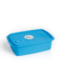 Banana blue 1.5L lunch box with removable splitter and steam vent, made from food-approved PP material.